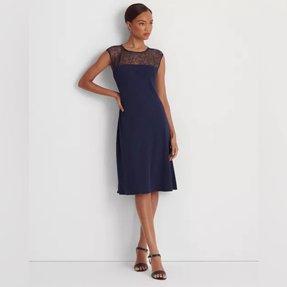 Lauren Ralph Lauren Lace Trim A Line Dress
